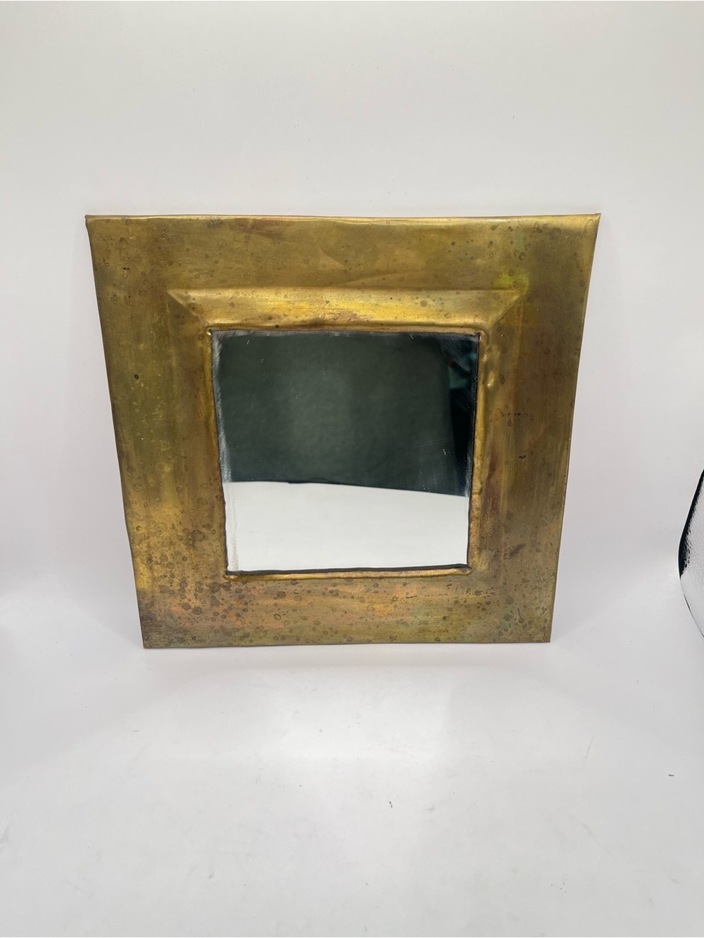 Vintage Brass 8 1/2" Square Wall Mirror - Picture 2 of 3